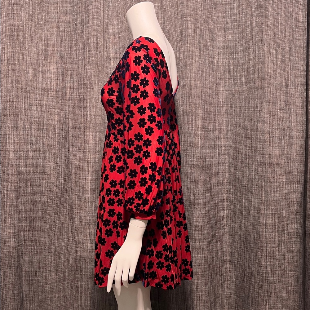 RARE Free People Ninties Drew Velvet Flocked Flower Mesh Dress XS - Picture 6 of 13